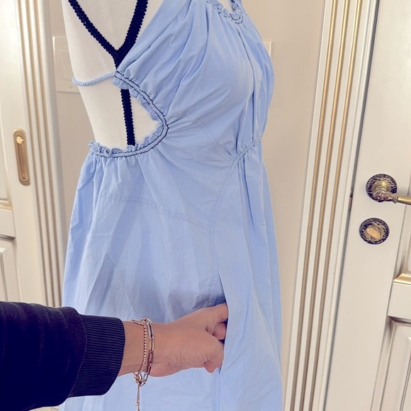 3.1 Phillip Lim Gathered Ruched Blue Cotton Dress Size 6 - Picture 6 of 14